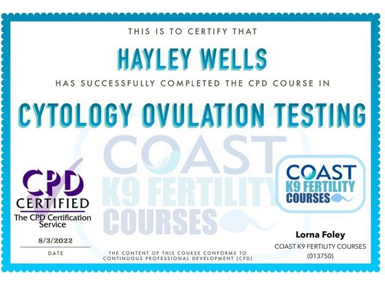 Certificate: cytology ovulation testing